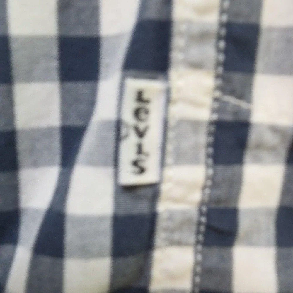 Levi's Shirt Mens Medium Blue Check Long‎ Sleeve Button-Down Cotton Casual